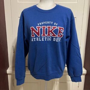 Vintage 90’s Y2K Nike Women’s Blue Athletic Dept Sweatshirt Top Size M